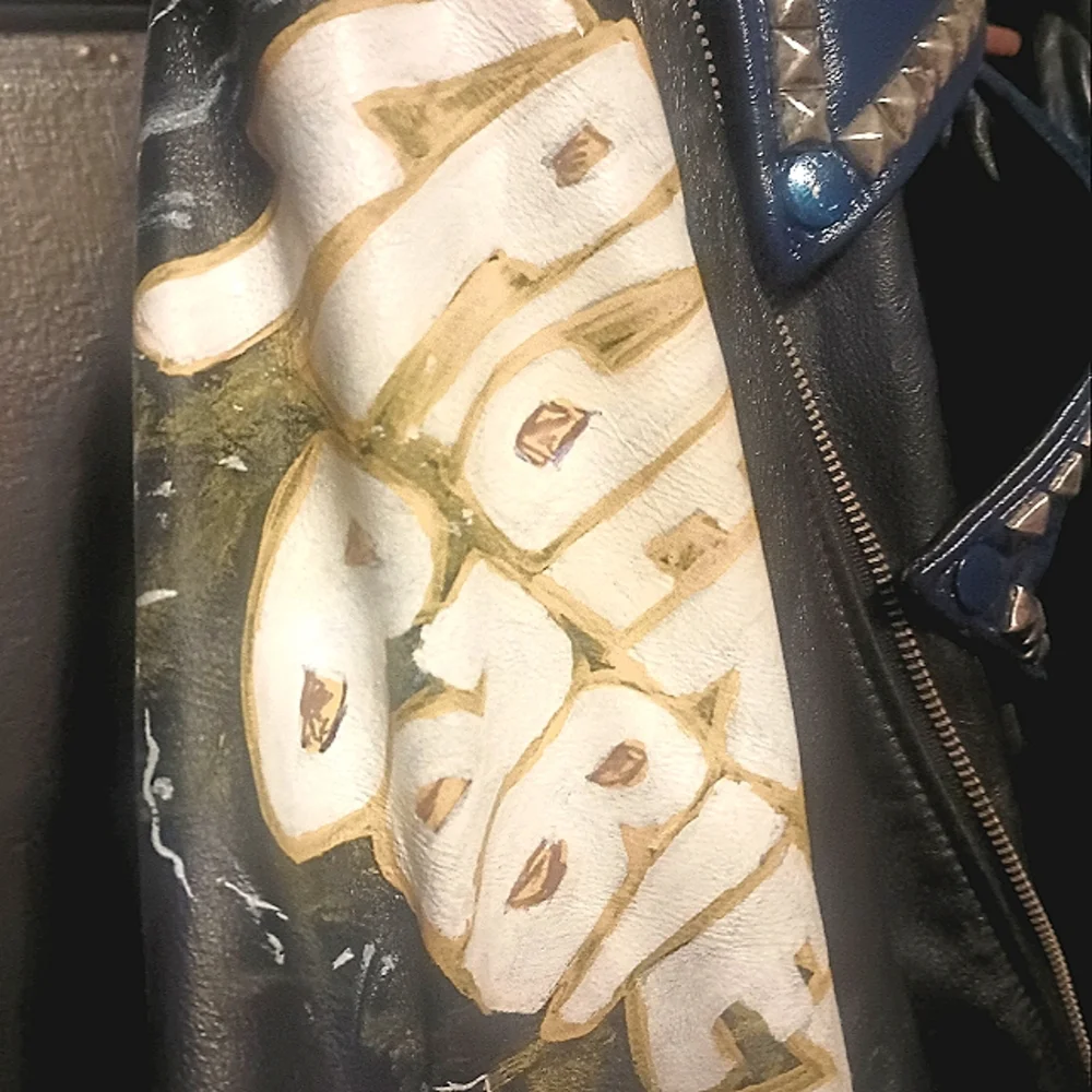 AUTH Punk Studded Leather Jacket worn by member of CA hardcore PUNK band - Picture 8 of 14